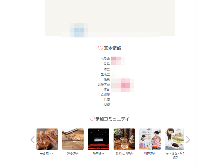 ブライダルネットプロフィール 参加コミュニティ表示画面