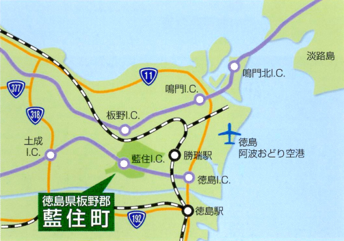 徳島県藍住町のアクセスマップ