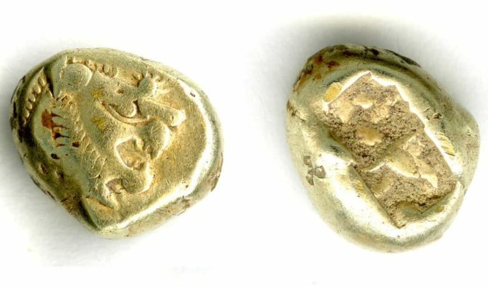 古代オリエント博物館で展示されている世界で最初期のコイン