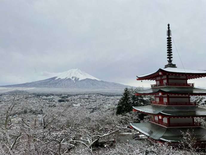 新倉富士浅間神社から見える冬景色