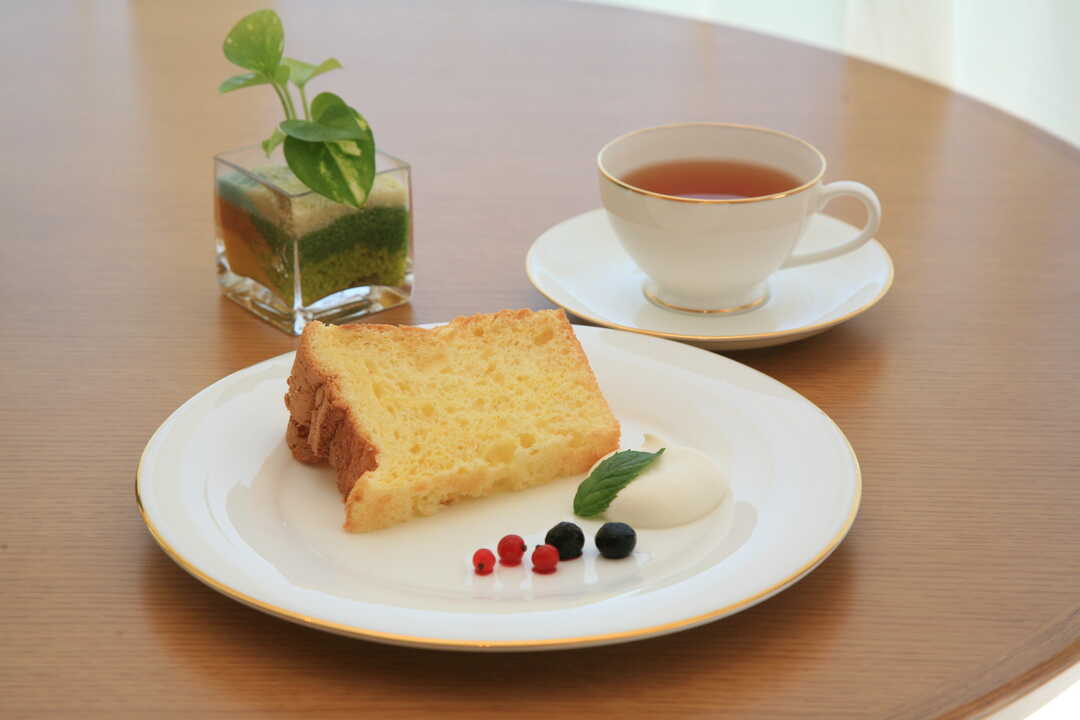 北海道河東郡にある福原記念美術館内のカフェえんじゅで食べられるシフォンケーキ