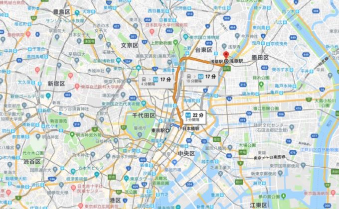 浅草駅までの周辺都市からのアクセス情報