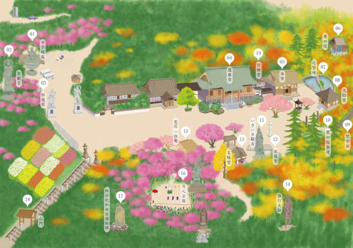 鎮國寺の境内イラストマップ