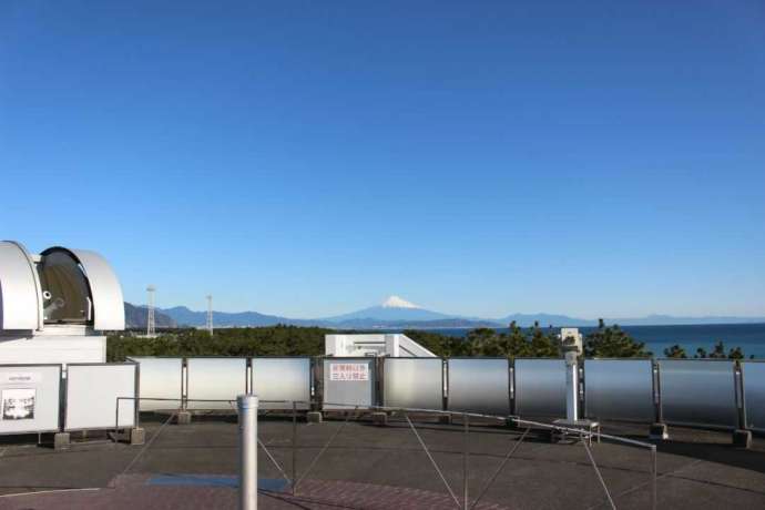ディスカバリーパーク焼津天文科学館の屋上から見られる富士山の遠景