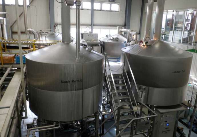 エチゴビールの工場にある仕込み設備
