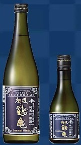 「越後鶴亀 ワイン酵母仕込み 純米吟醸」のボトル