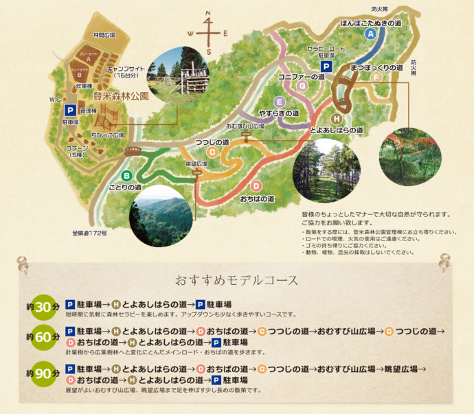 登米ふれあいの森のコースマップ