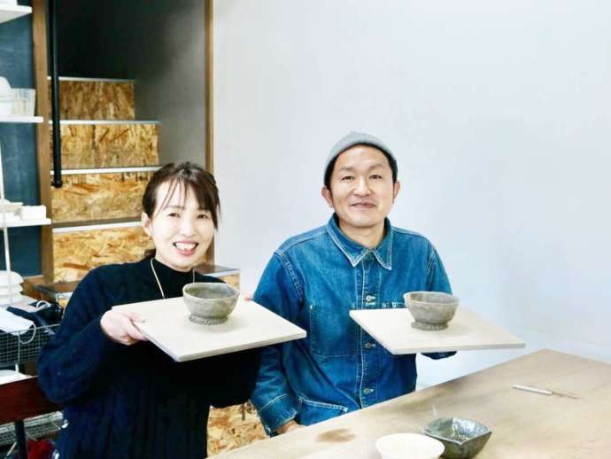 熊本県熊本市にある「玄窯」で器を作ったカップル