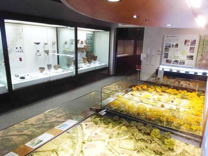 「群馬県立歴史博物館」の常設展示室内の展示風景（その1）