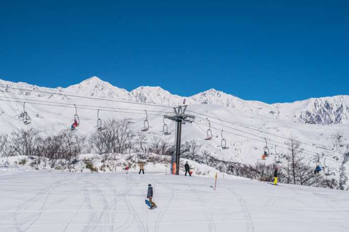 長野県北安曇郡にある「エイブル白馬五竜スキー場」のパノラマコースから眺めた景色