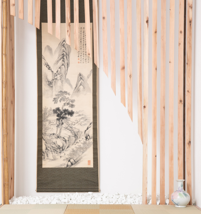 千葉県船橋市の「前原御嶽神社 フォトスタジオ ソラーナ」にある和風の撮影ブース