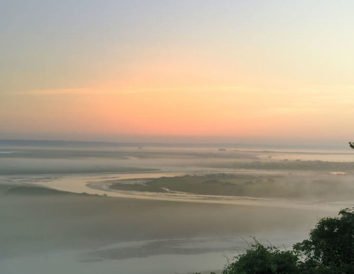 北海道浜中町の霧多布湿原朝の風景