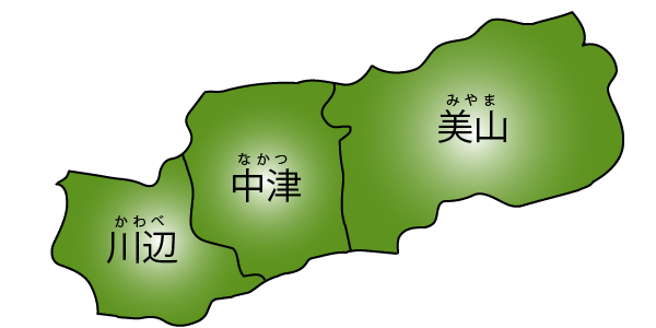 日高川町を3つのエリアに分けた地図