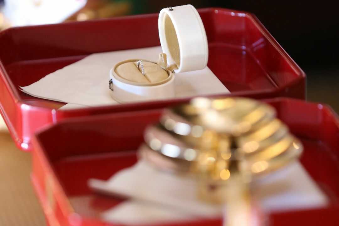 飯野八幡宮でおこなわれる神前式で使用された結婚指輪