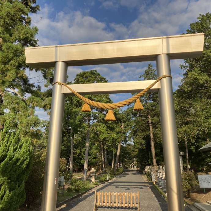 伊奈冨神社の境内にあるチタン製の鳥居