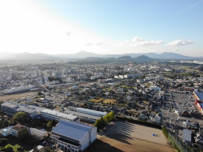 石岡市街地の航空写真