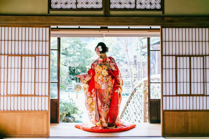 鎌倉古今で和装フォトを撮影する花嫁
