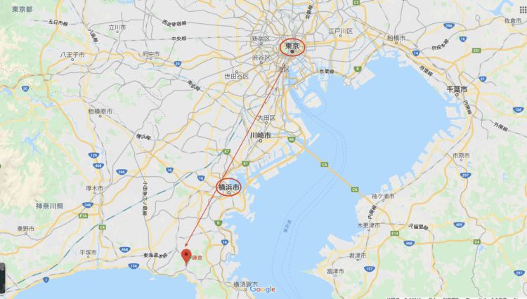 周辺都市から鎌倉へ電車での移動距離・時間