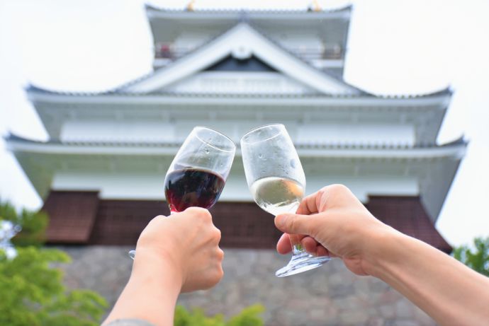 上山城と特産のワイン