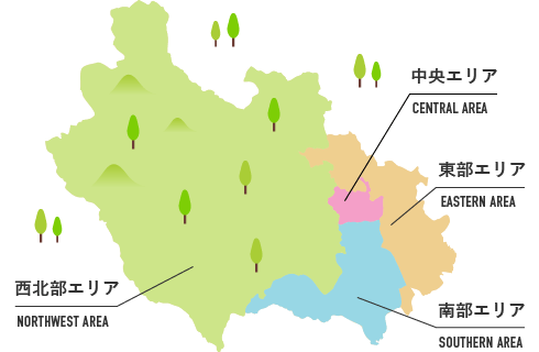 鹿沼市の4つの地域