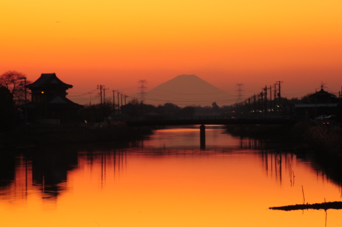 新利根川の夕焼け風景