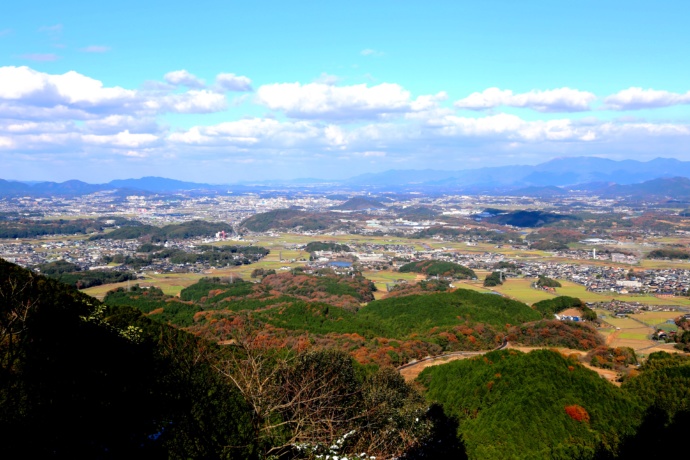 弥山岳から見た桂川町のパノラマ風景
