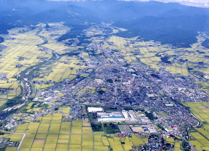 喜多方市全体の航空写真