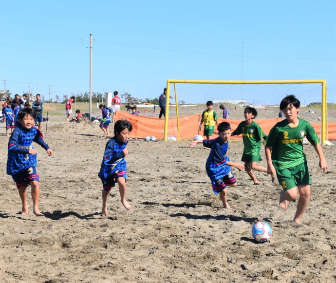 九十九里町の海でのビーチサッカー