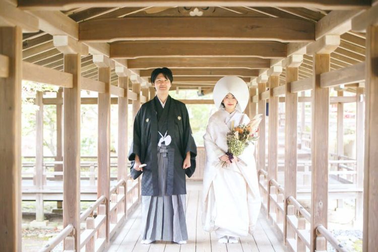 和装プランで京都好日で結婚式の前撮りをするご夫婦