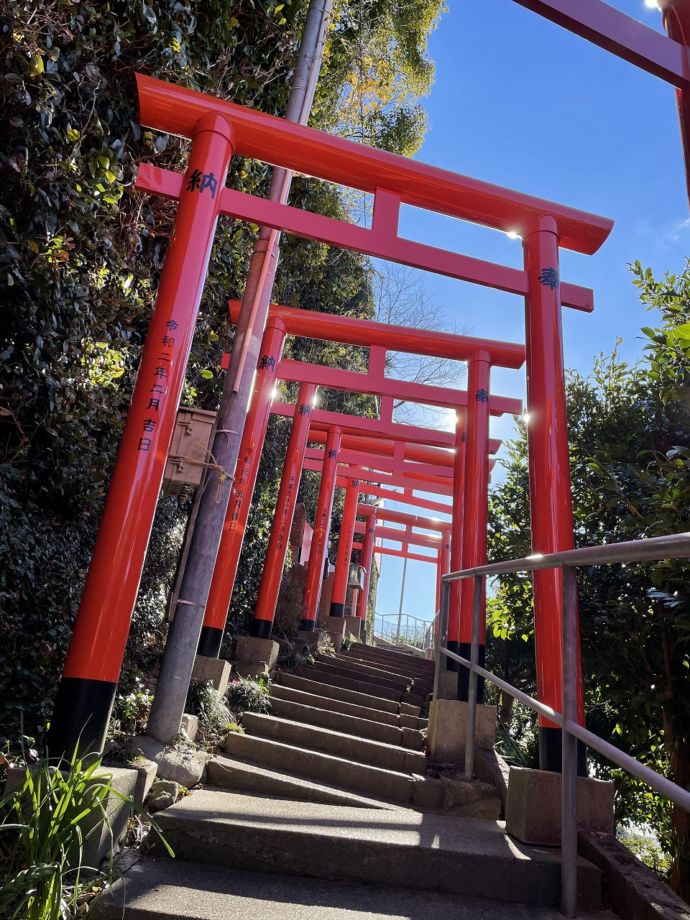 荒熊神社の参道連なる赤い鳥居