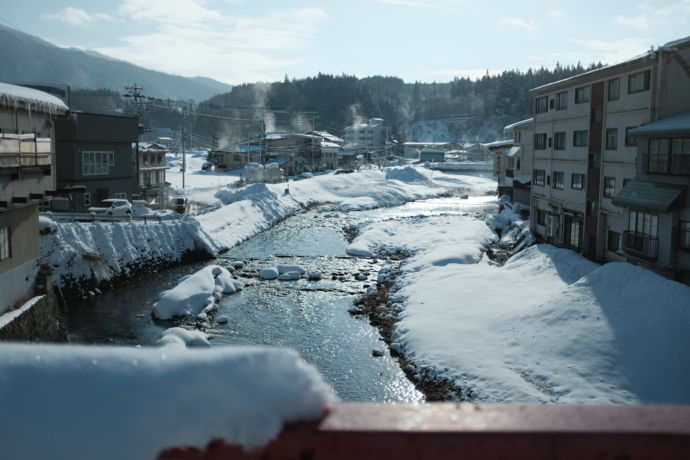 赤倉温泉街の雪景色
