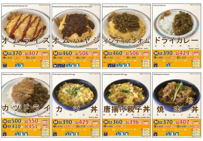 島根大学の食堂ニコラのメニュー表の画像