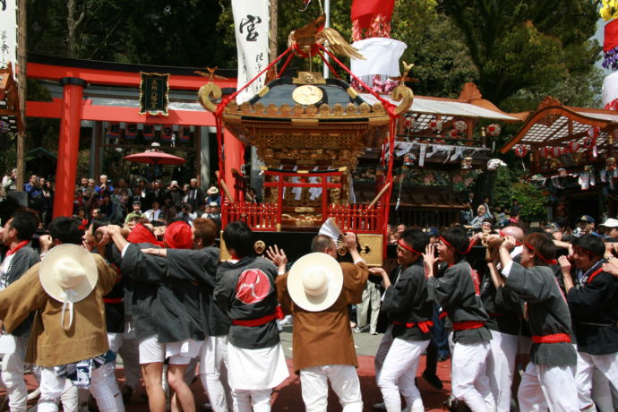 神奈川県中井町の御所八幡宮例大祭のようす