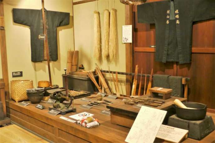 日本のあかり博物館の再現展示室「和蝋燭」