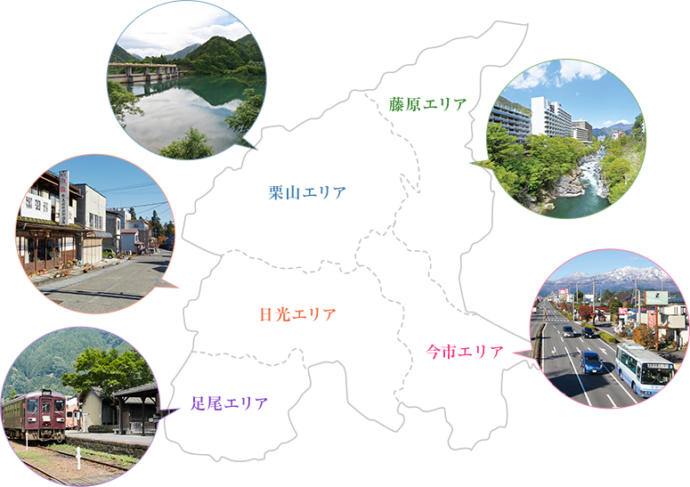 日光市の略地図