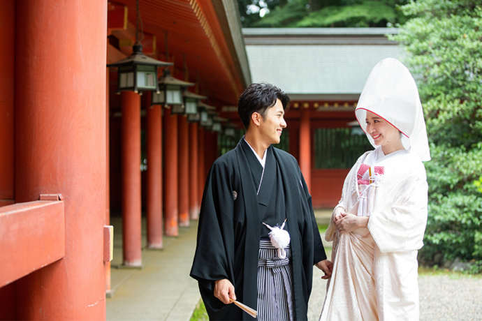 香取神社で撮影した和装のウェディングフォト