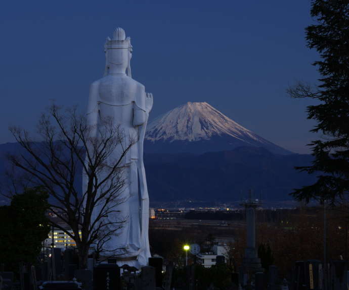 平和観音と富士山の光景