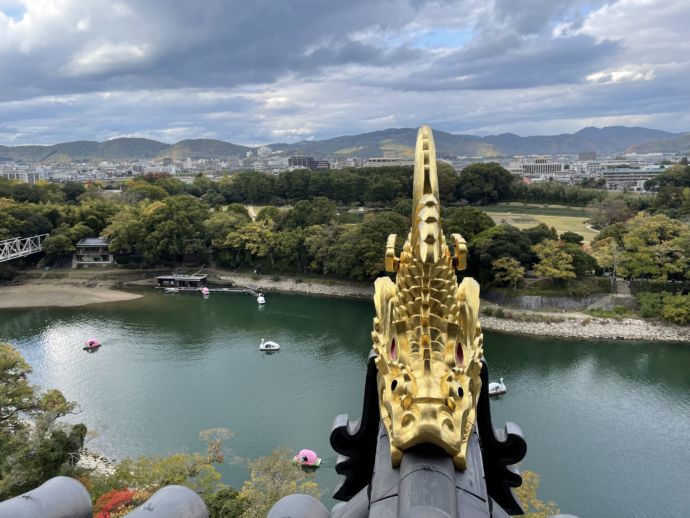 岡山城の天守閣から見た旭川