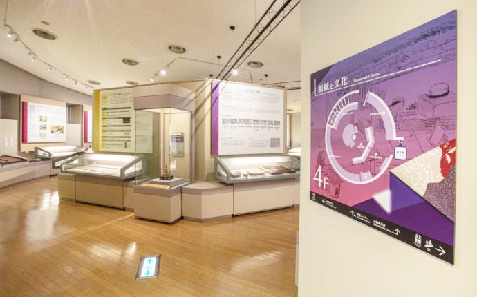 和紙について紹介されている紙の博物館4階の様子