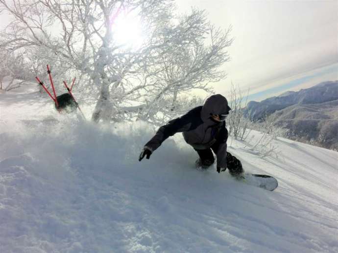 竜王スキーパークの名物コース「木落とし」
