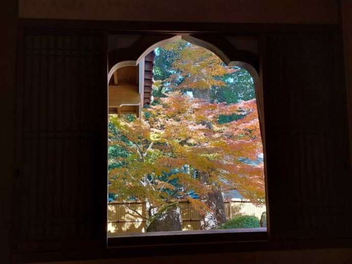 青隆寺の堂内から見る紅葉