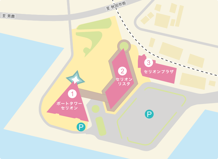 道の駅あきた港イラストマップ