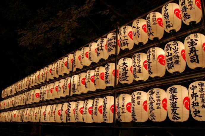 下神明天祖神社の例大祭の奉納提灯