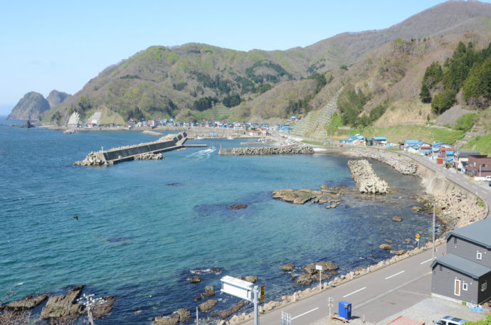 北海道知内町小谷石地区の海岸の風景