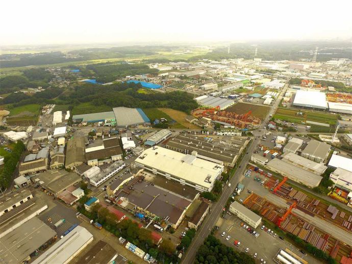 白井市の工業団地の空撮写真