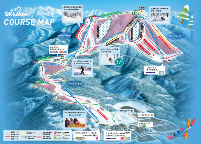 スキージャム勝山のコースマップ