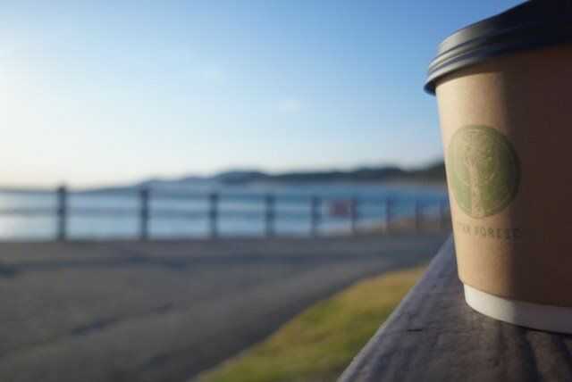 STAR FORESTの近くにある海とコーヒーのカップ