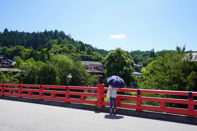 中橋の上での撮影風景