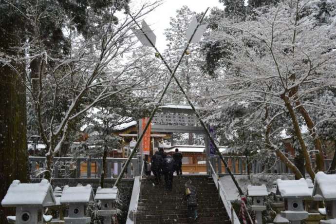 田村神社の雪の境内