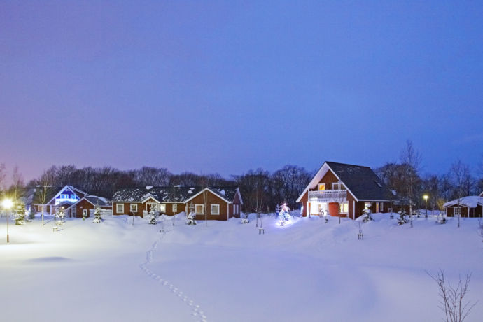 北海道当別町のスウェーデンヒルズの冬の風景